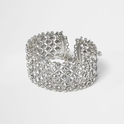 Plus silver crystal embellished bracelet